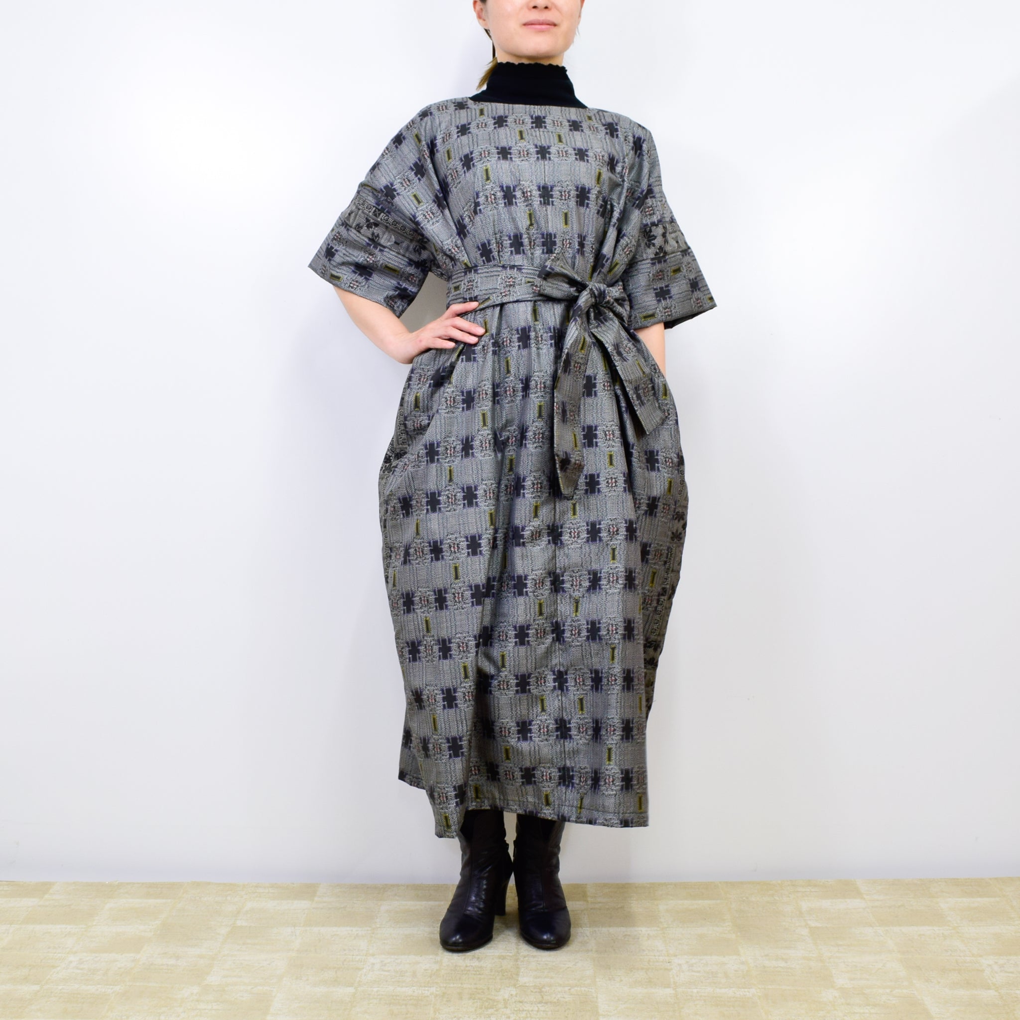 Black Dress Made with Oshima Tsumugi K200