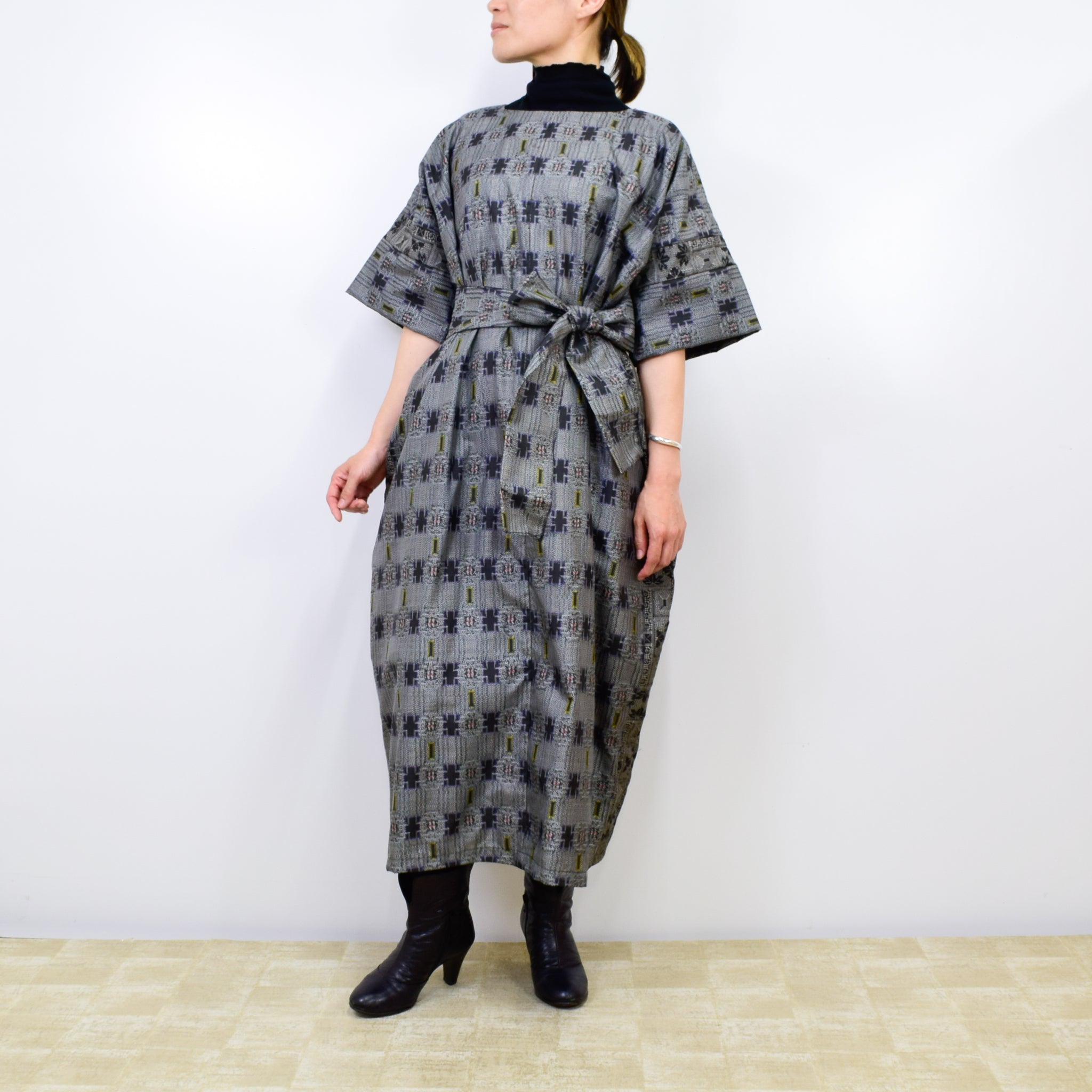 Black Dress Made with Oshima Tsumugi K200