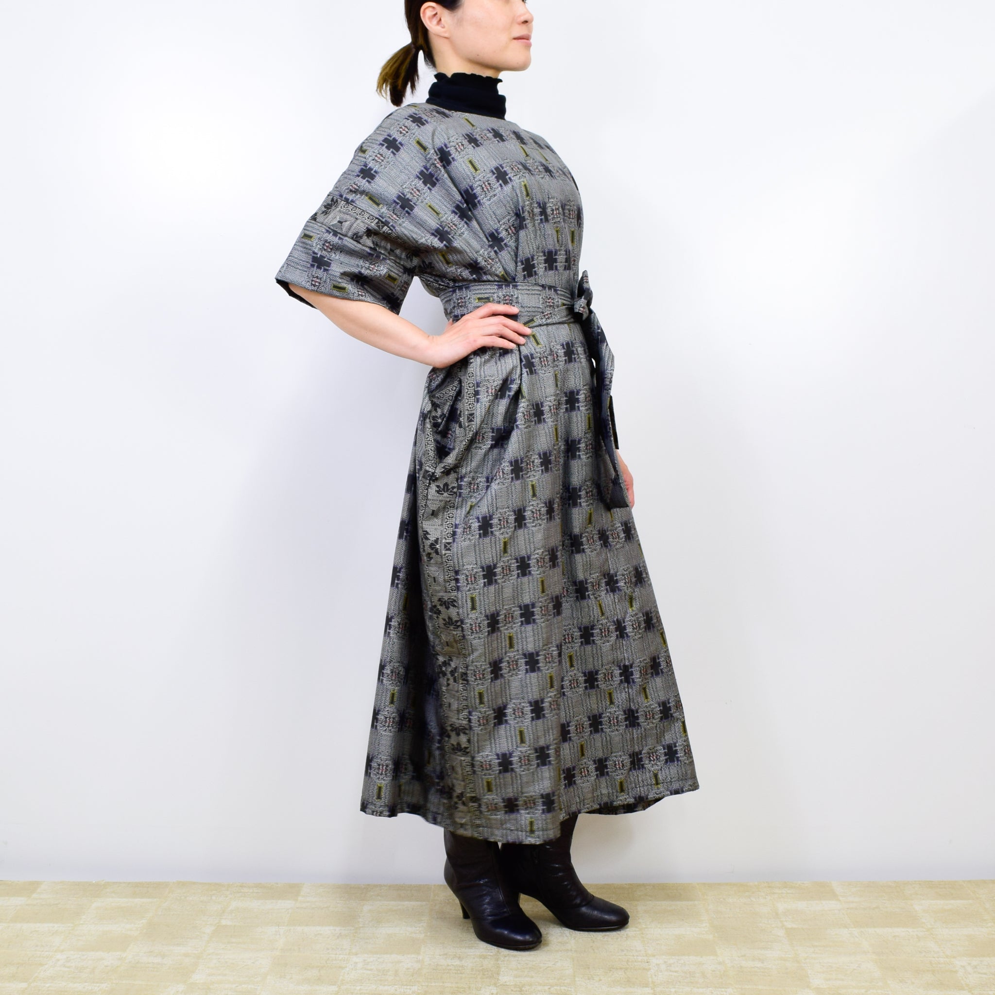 Black Dress Made with Oshima Tsumugi K200