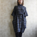 大島紬を使用した紺色のワンピース K191