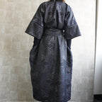 大島紬を使用した灰色のワンピース K192