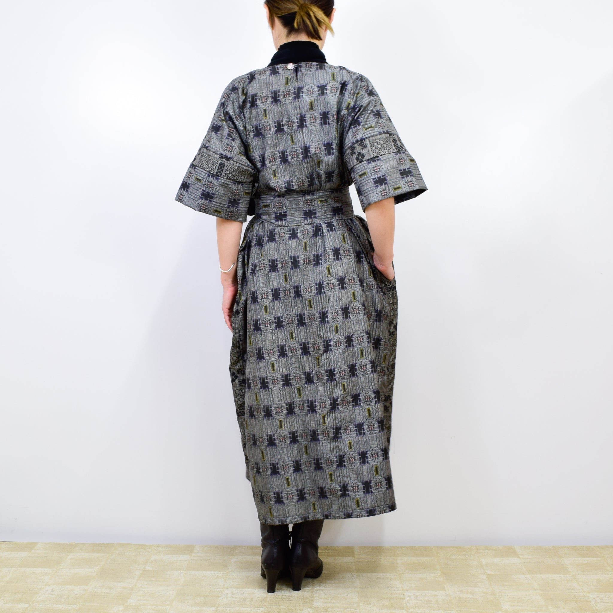 Black Dress Made with Oshima Tsumugi K200