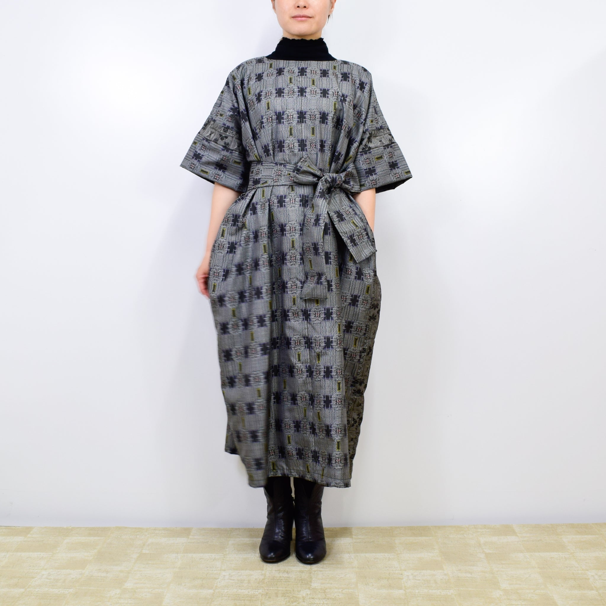 Black Dress Made with Oshima Tsumugi K200