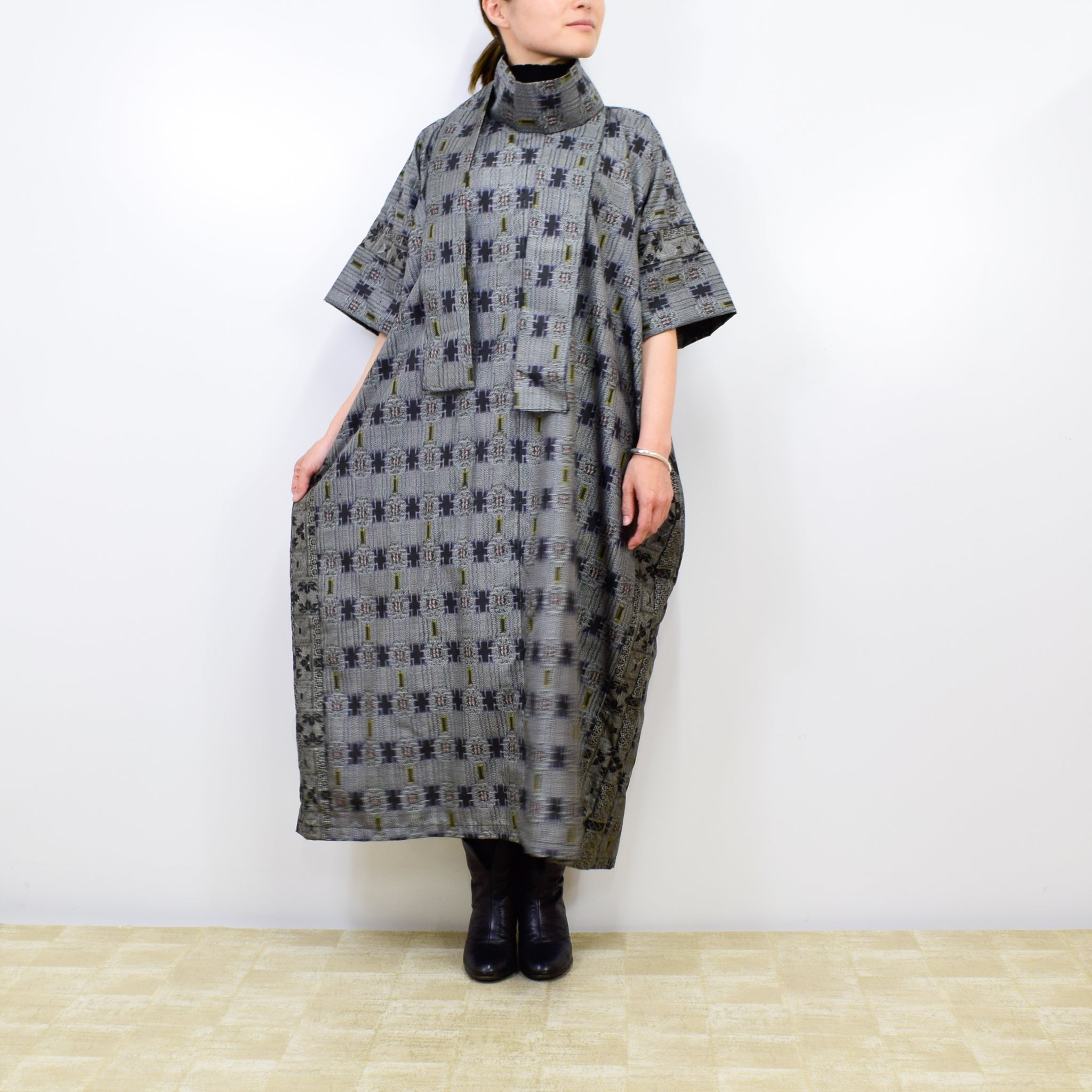 Black Dress Made with Oshima Tsumugi K200