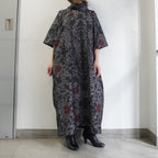 大島紬を使用した黒色のワンピース K200