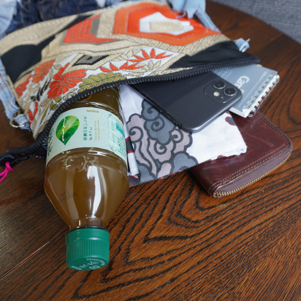 着物帯を使用したポーチ　K005