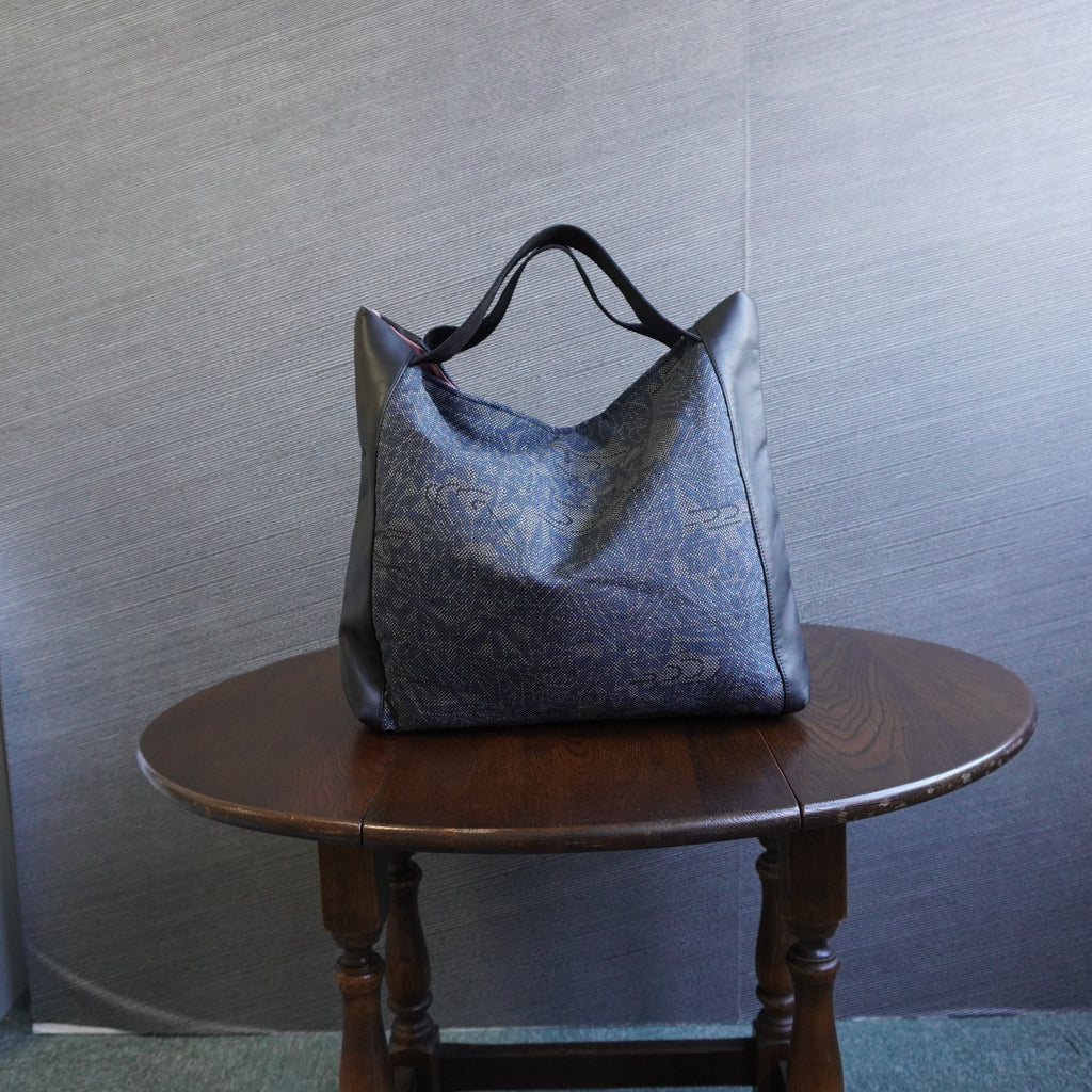 上質な着物リメイク　アップサイクルバッグ　レザーバッグ　K003