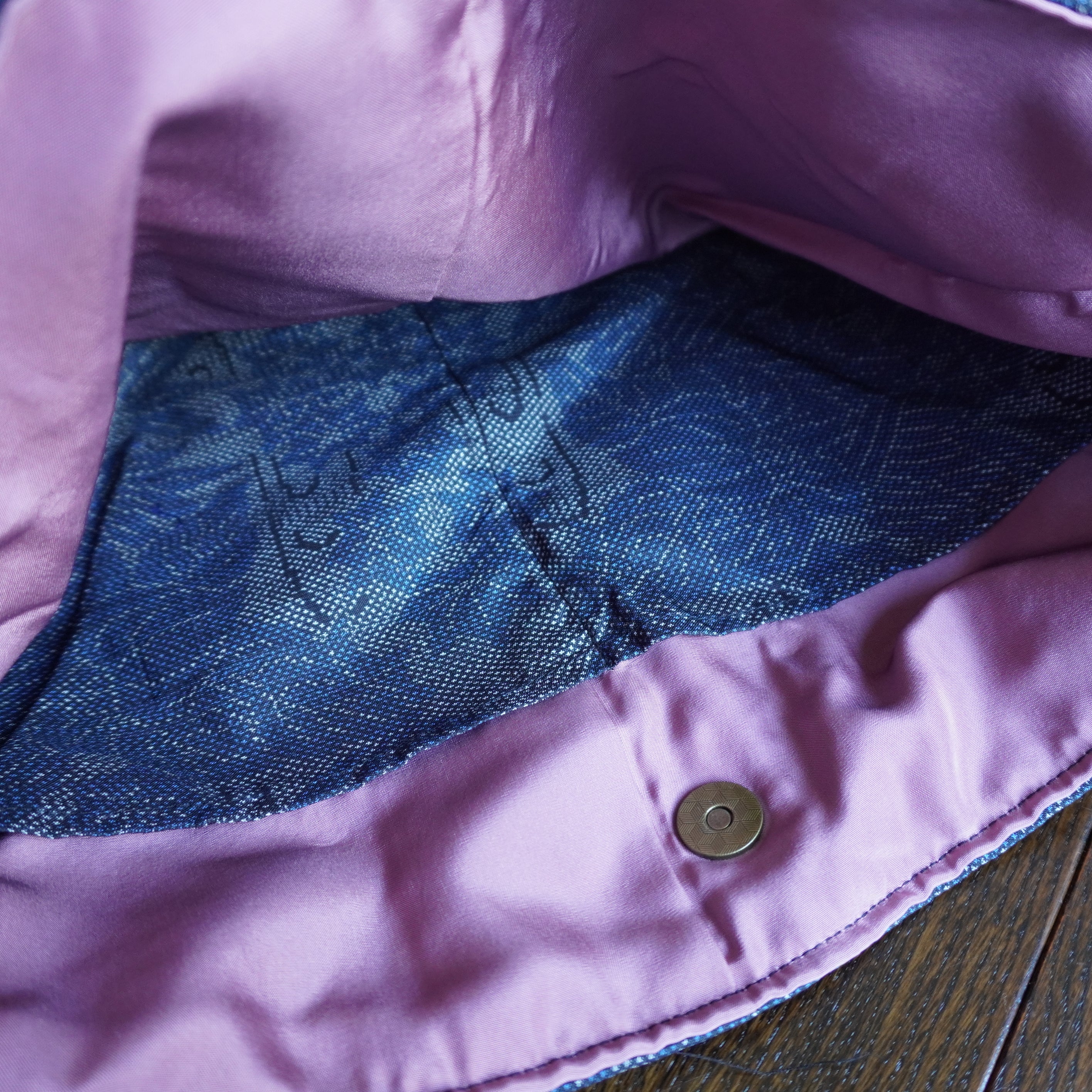 上質な着物リメイク　アップサイクルバッグ　レザーバッグ　K003