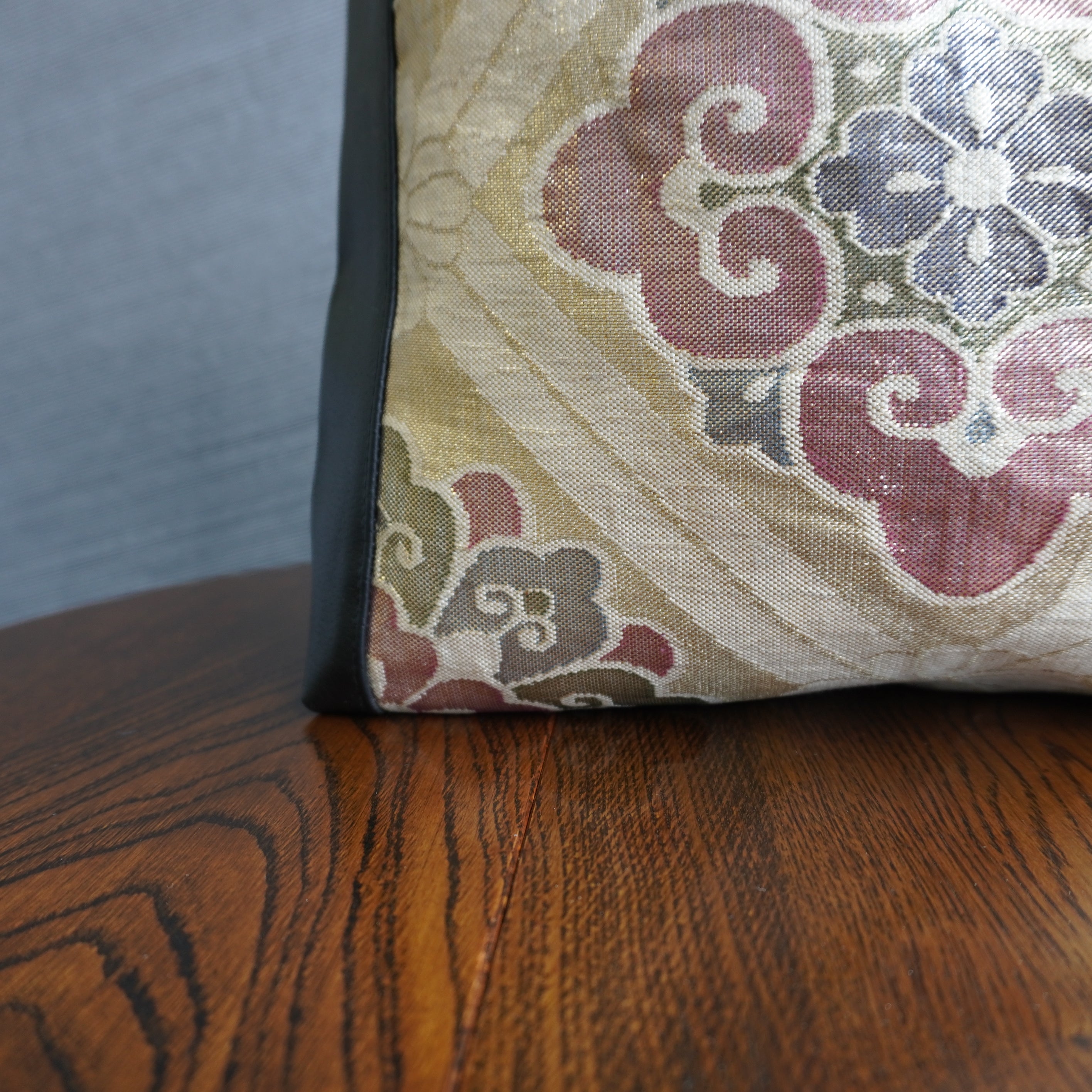 着物と本革使用　着物リメイクトートバッグ　レザーバッグ　K034