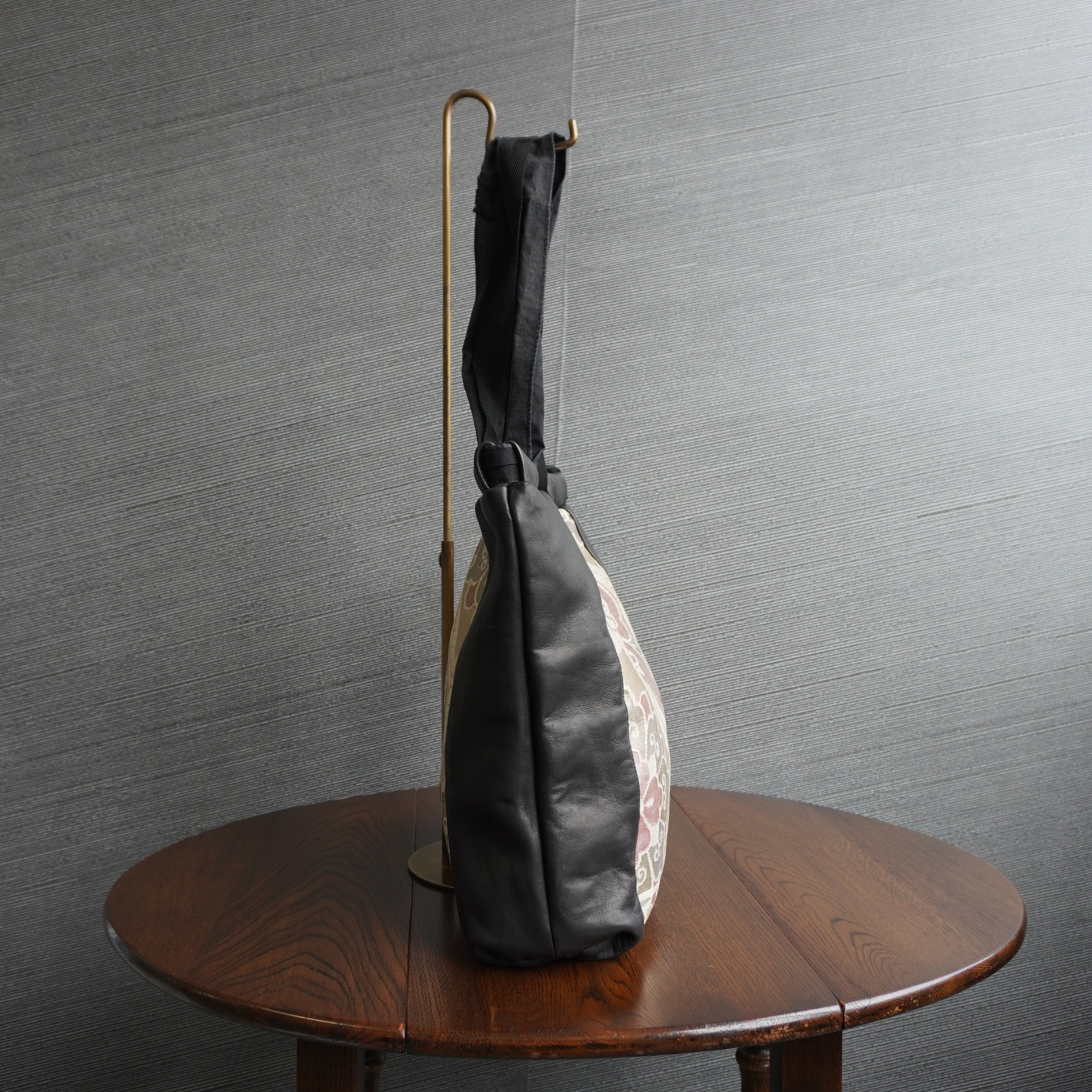 着物と本革使用　着物リメイクトートバッグ　レザーバッグ　K031