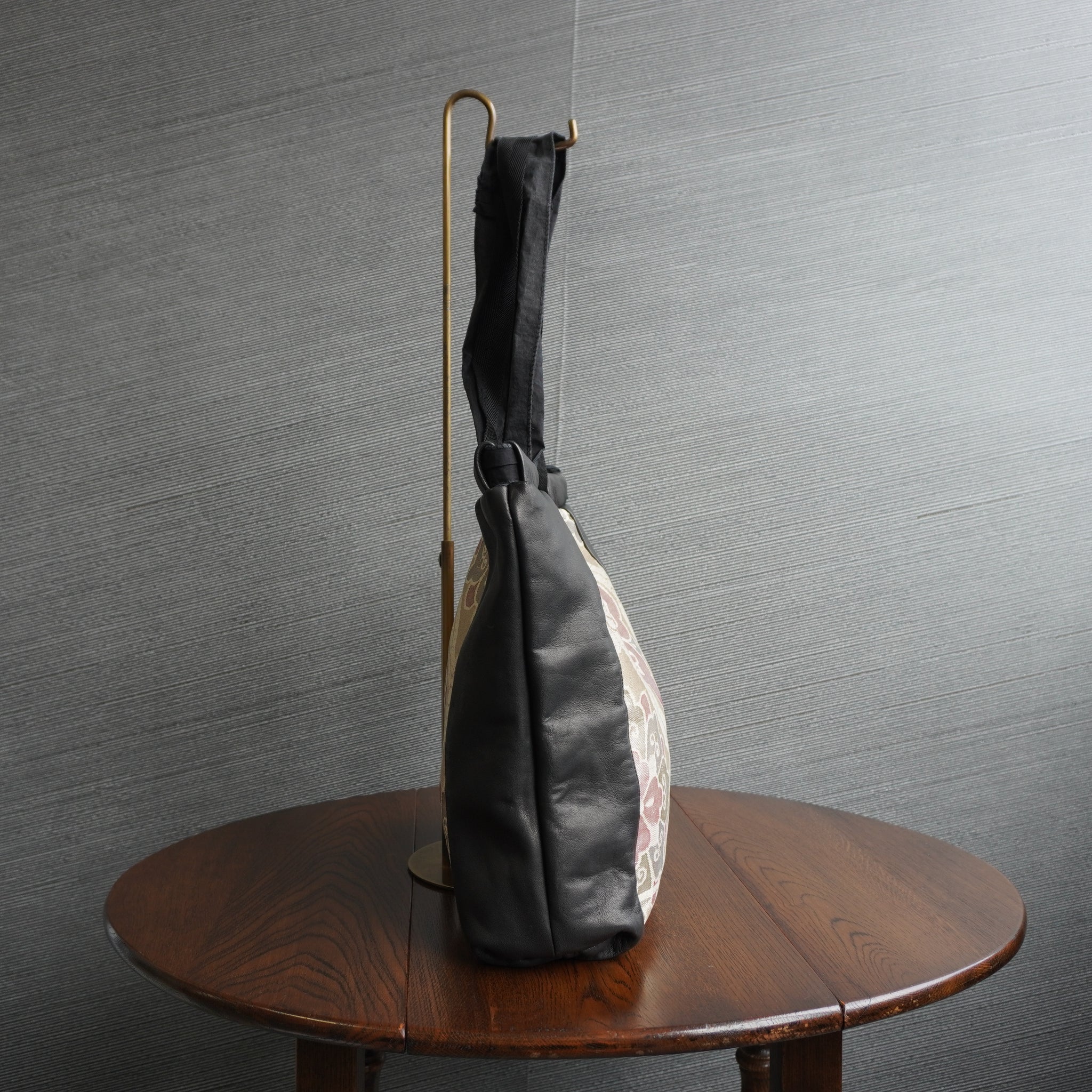 着物と本革使用　着物リメイクトートバッグ　レザーバッグ　K031