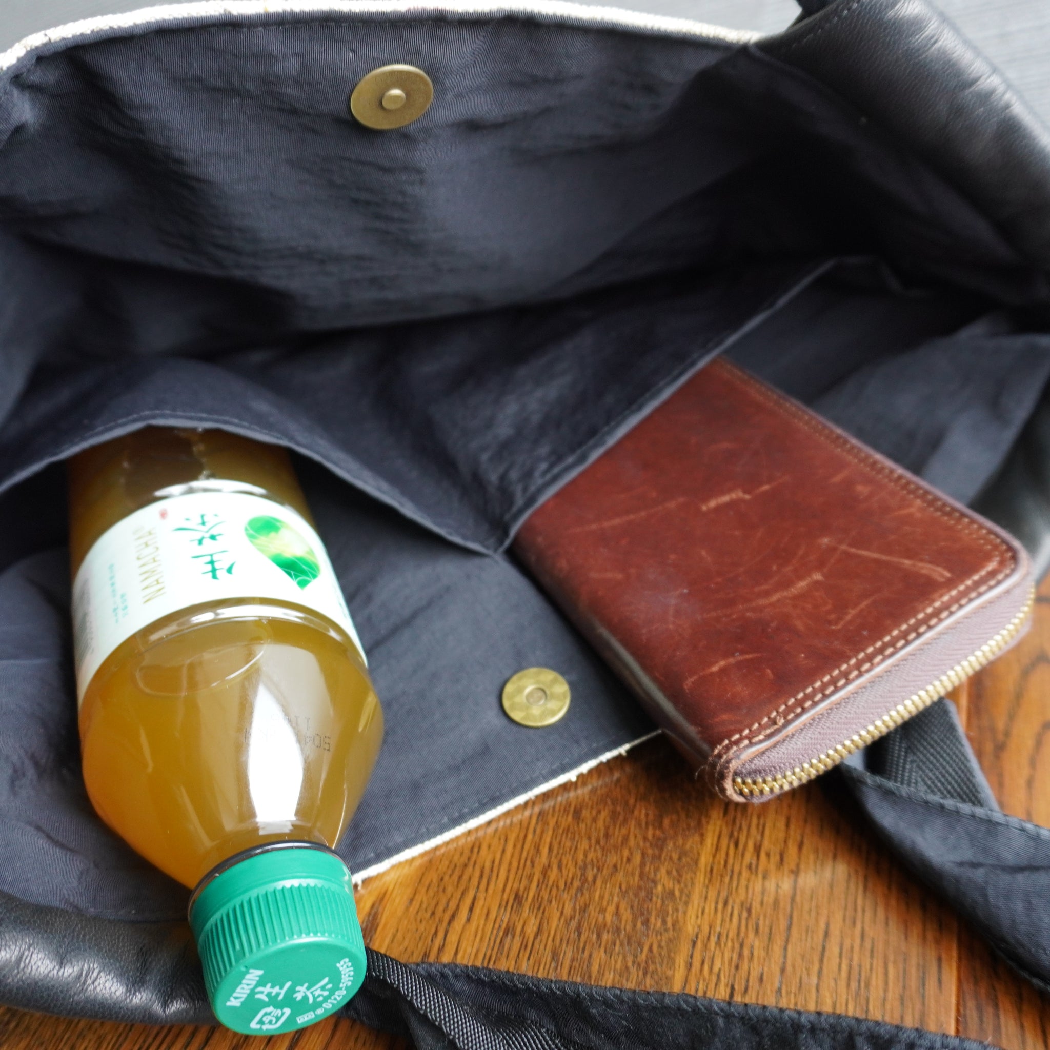 着物と本革使用　着物リメイクトートバッグ　レザーバッグ　K031