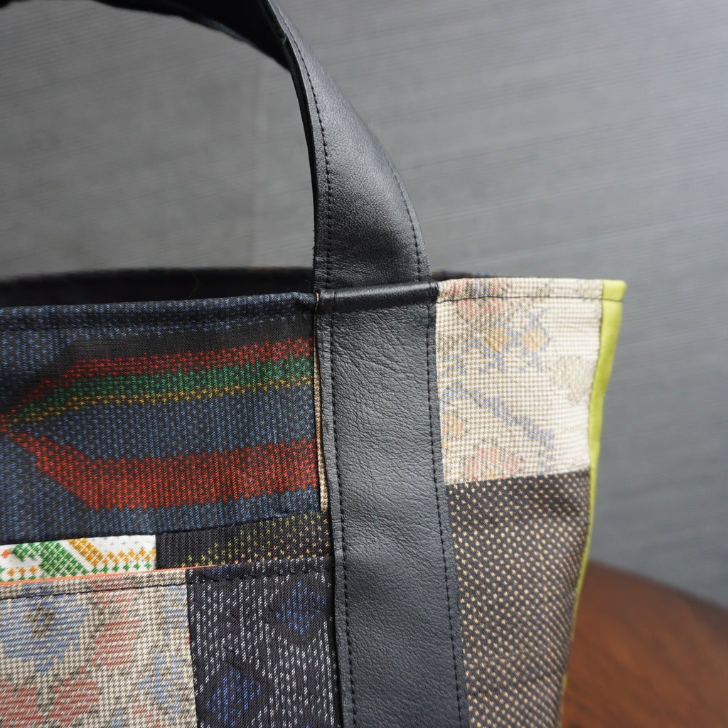 上質な着物リメイク　アップサイクルバッグ　レザーバッグ　K144