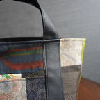 上質な着物リメイク　アップサイクルバッグ　レザーバッグ　K144