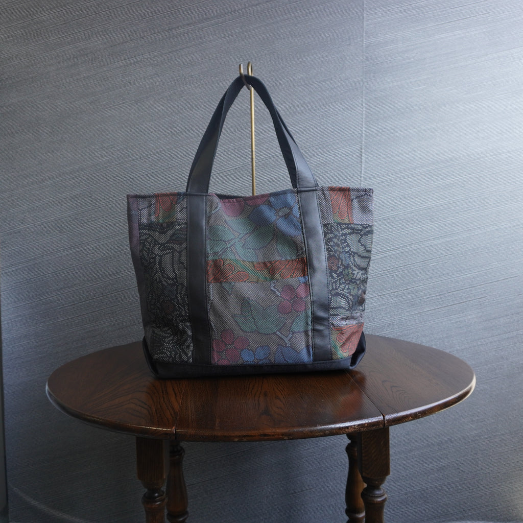 上質な着物リメイク　アップサイクルバッグ　レザーバッグ　K165