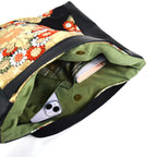 黒地に菊模様のレザートートバッグ　K002