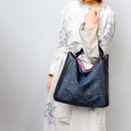 上質な着物リメイク　アップサイクルバッグ　レザーバッグ　K003