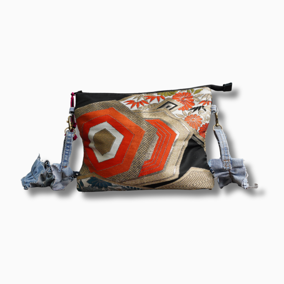 着物帯を使用したショルダーポーチ　K005