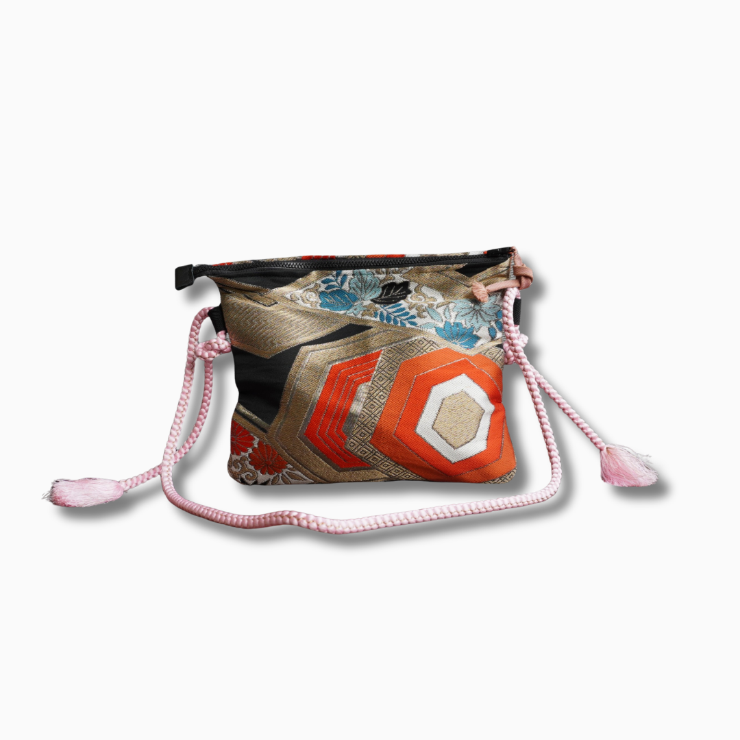 Pouch Made with Kimono Obi K008