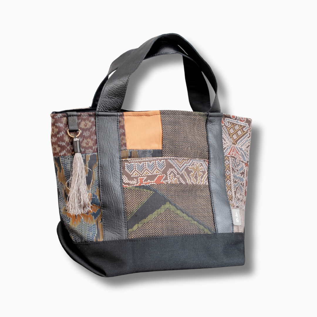 パッチワークバッグ　レザーバッグ K108