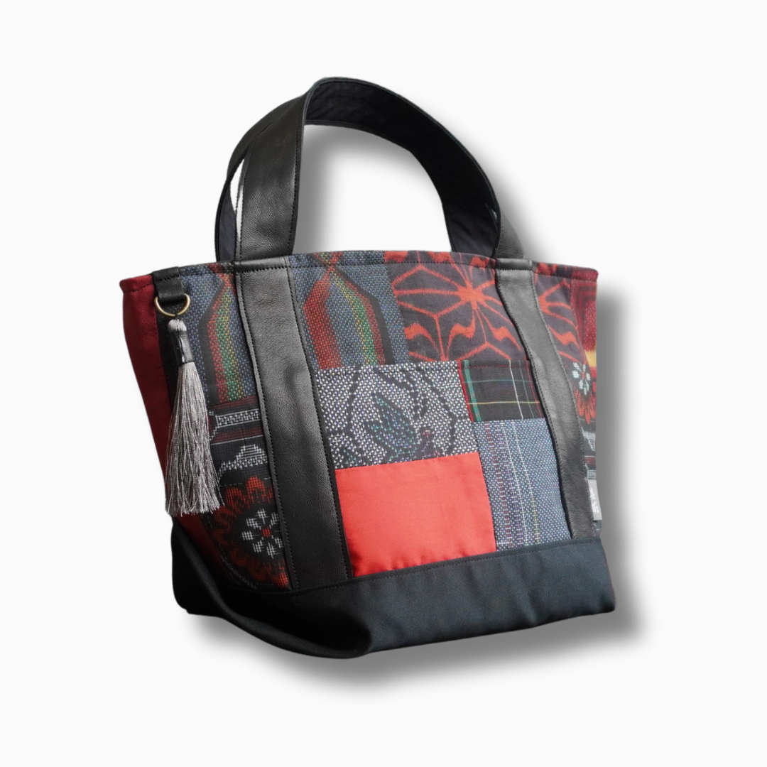 パッチワーク仕様のミニトートバッグ K159
