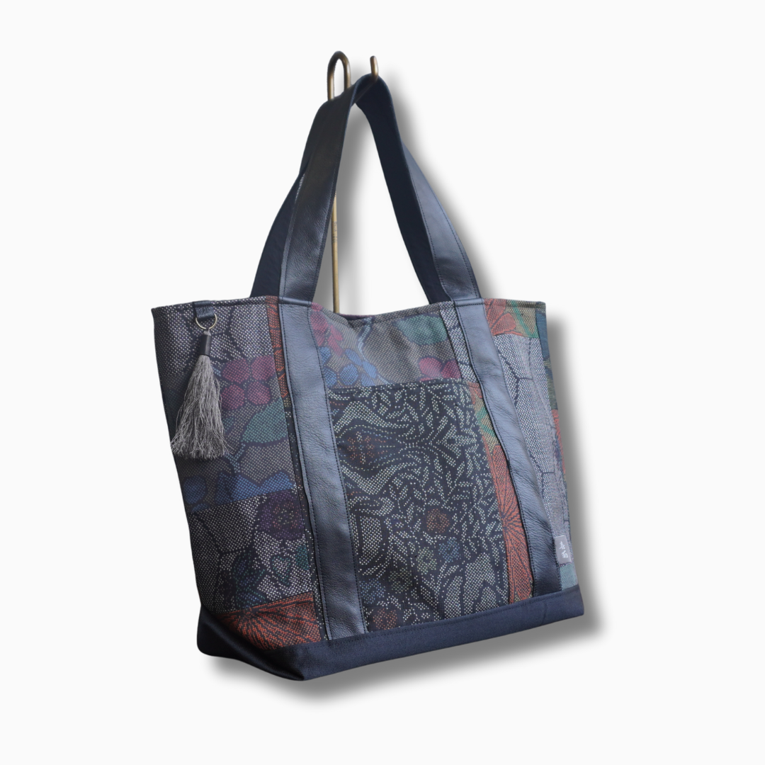 上質な着物リメイク　アップサイクルバッグ　レザーバッグ　K165