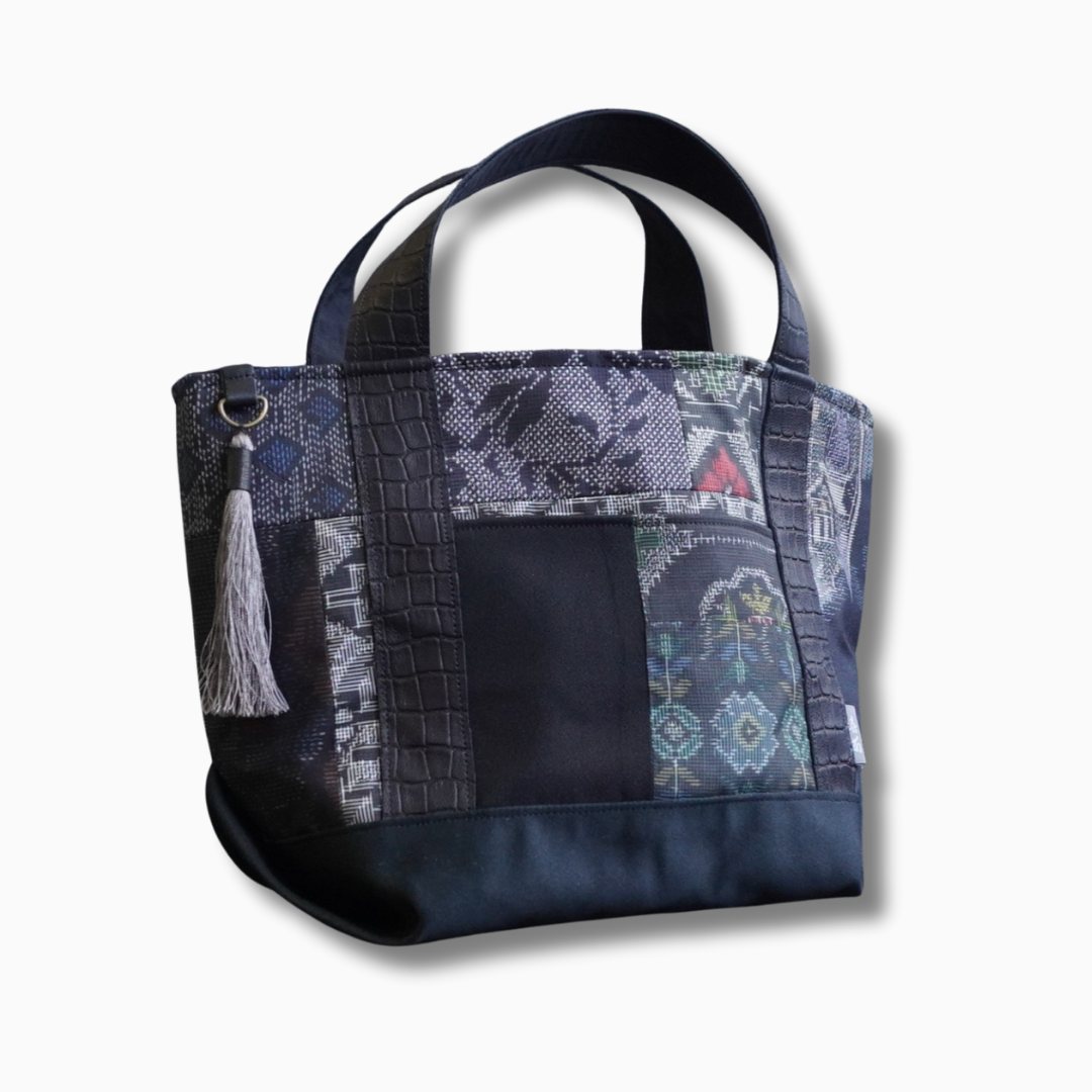 パッチワーク仕様のミニトートバッグ K184