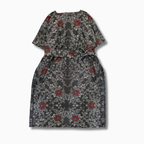 大島紬を使用した黒色のワンピース K200