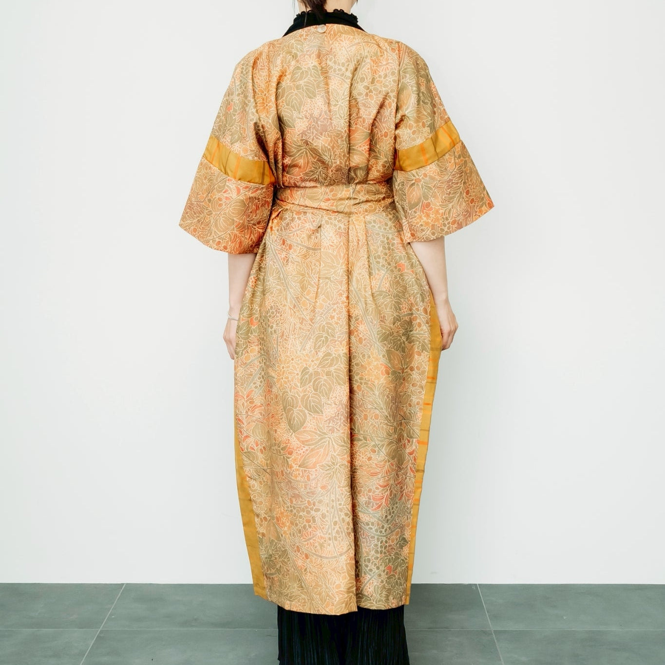 大島紬風の和柄プリントワンピース K315
