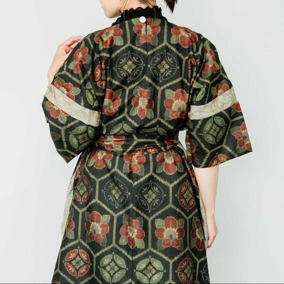大島紬を使用したワンピース K316
